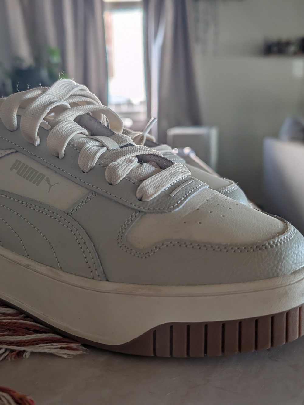 Puma Men’s Low-Top Sneakers in White and Brown